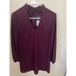 AX Paris Women's Long Sleeve Peek A Boo Neck Dress Plum US 6 UK 10